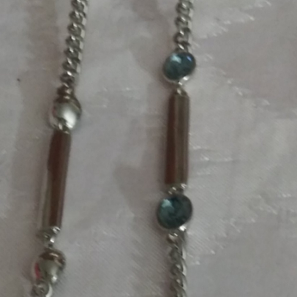 Givenchy silver toned chain blue crafted gems